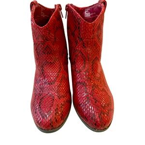 Rampage Red Snake Print Cowboy Ankle Boots NWOB Size 8